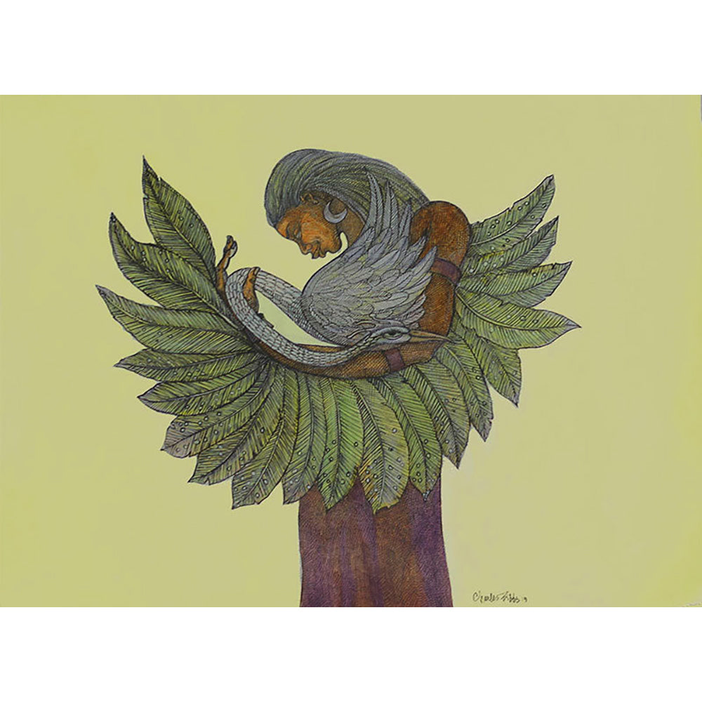 Woman With Longneck Bird
